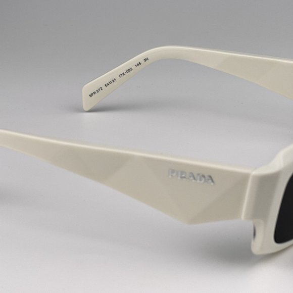 Prada PR27ZS 17K08Z Sunglasses Talc White Dark Grey Unisex Rectangle PR 27ZS - Picture 12 of 14